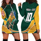 Personalized Kookaburras Field Hockey Kangaroo Hoodie Dress Australian Flag Map With Abstract Green And Gold Wave Pattern