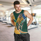 Personalized Kookaburras Field Hockey Kangaroo Men Tank Top Australian Flag Map With Abstract Green And Gold Wave Pattern