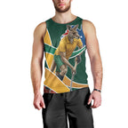 Personalized Kookaburras Field Hockey Kangaroo Men Tank Top Australian Flag Map With Abstract Green And Gold Wave Pattern