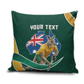 Personalized Kookaburras Field Hockey Kangaroo Pillow Cover Australian Flag Map With Abstract Green And Gold Wave Pattern