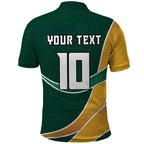 Personalized Kookaburras Field Hockey Kangaroo Polo Shirt Australian Flag Map With Abstract Green And Gold Wave Pattern