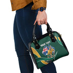 Personalized Kookaburras Field Hockey Kangaroo Shoulder Handbag Australian Flag Map With Abstract Green And Gold Wave Pattern
