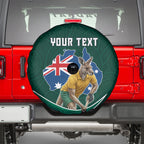 Personalized Kookaburras Field Hockey Kangaroo Spare Tire Cover Australian Flag Map With Abstract Green And Gold Wave Pattern