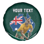 Personalized Kookaburras Field Hockey Kangaroo Spare Tire Cover Australian Flag Map With Abstract Green And Gold Wave Pattern