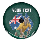 Personalized Kookaburras Field Hockey Kangaroo Spare Tire Cover Australian Flag Map With Abstract Green And Gold Wave Pattern