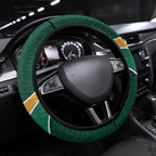 Kookaburras Field Hockey Kangaroo Steering Wheel Cover Australian Flag Map With Abstract Green And Gold Wave Pattern