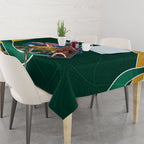 Personalized Kookaburras Field Hockey Kangaroo Tablecloth Australian Flag Map With Abstract Green And Gold Wave Pattern