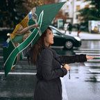 Personalized Kookaburras Field Hockey Kangaroo Umbrella Australian Flag Map With Abstract Green And Gold Wave Pattern