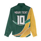 Personalized Kookaburras Field Hockey Kangaroo Women Casual Shirt Australian Flag Map With Abstract Green And Gold Wave Pattern