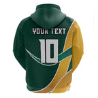 Personalized Kookaburras Field Hockey Kangaroo Zip Hoodie Australian Flag Map With Abstract Green And Gold Wave Pattern