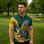 Personalized Kookaburras Field Hockey Kangaroo Zipper Polo Shirt Australian Flag Map With Abstract Green And Gold Wave Pattern