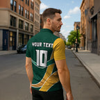 Personalized Kookaburras Field Hockey Kangaroo Zipper Polo Shirt Australian Flag Map With Abstract Green And Gold Wave Pattern