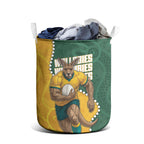 Australia Wallabies Rugby Mascot Laundry Basket Indigenous Dot Art Style - Muscular Kangaroo Graphic
