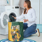 Australia Wallabies Rugby Mascot Laundry Basket Indigenous Dot Art Style - Muscular Kangaroo Graphic