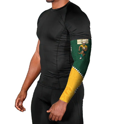 Australia Wallabies Rugby Mascot Arm Sleeves Indigenous Dot Art Style - Muscular Kangaroo Graphic