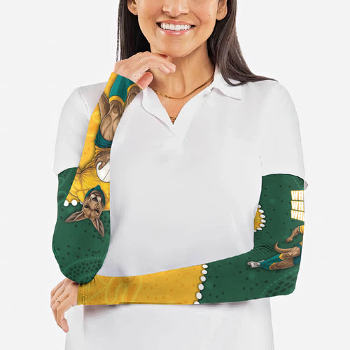 Australia Wallabies Rugby Mascot Arm Sleeves Indigenous Dot Art Style - Muscular Kangaroo Graphic