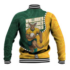 Australia Wallabies Rugby Mascot Baseball Jacket Indigenous Dot Art Style - Muscular Kangaroo Graphic