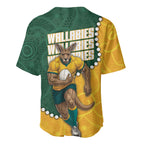 Australia Wallabies Rugby Mascot Baseball Jersey Indigenous Dot Art Style - Muscular Kangaroo Graphic