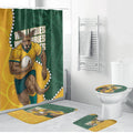 Australia Wallabies Rugby Mascot Bathroom Set Indigenous Dot Art Style - Muscular Kangaroo Graphic