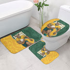 Australia Wallabies Rugby Mascot Bathroom Set Indigenous Dot Art Style - Muscular Kangaroo Graphic