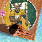 Australia Wallabies Rugby Mascot Beach Blanket Indigenous Dot Art Style - Muscular Kangaroo Graphic