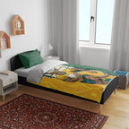 Australia Wallabies Rugby Mascot Bedding Set Indigenous Dot Art Style - Muscular Kangaroo Graphic