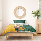 Australia Wallabies Rugby Mascot Bedding Set Indigenous Dot Art Style - Muscular Kangaroo Graphic