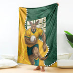 Australia Wallabies Rugby Mascot Blanket Indigenous Dot Art Style - Muscular Kangaroo Graphic