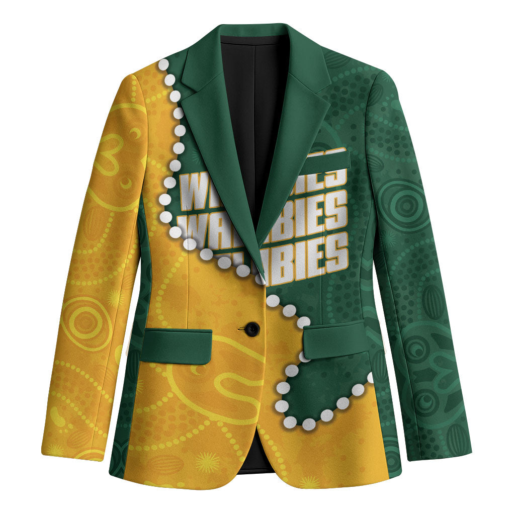 Australia Wallabies Rugby Mascot Blazer Indigenous Dot Art Style - Muscular Kangaroo Graphic