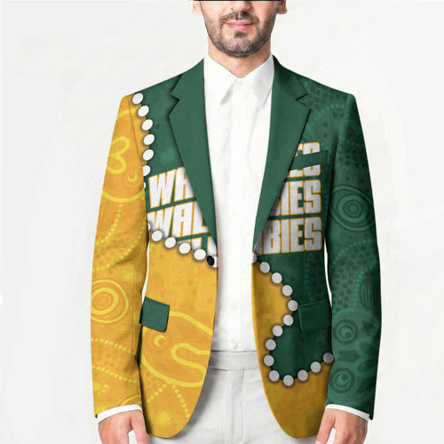 Australia Wallabies Rugby Mascot Blazer Indigenous Dot Art Style - Muscular Kangaroo Graphic