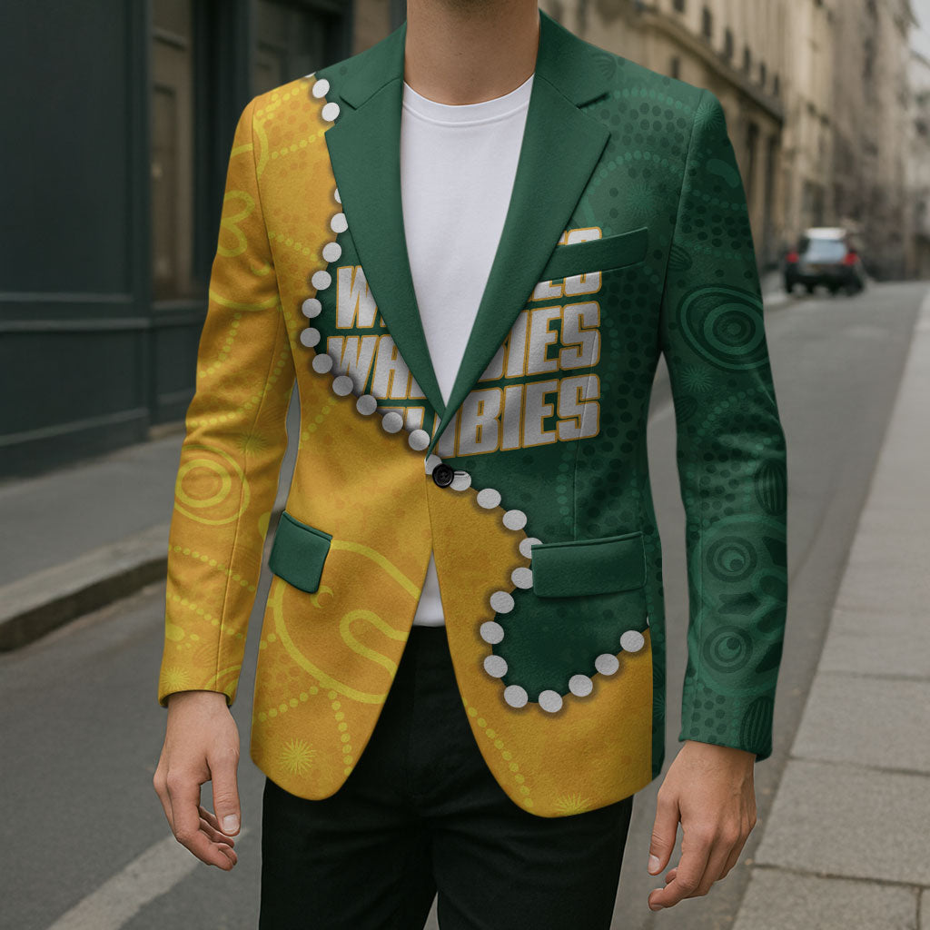Australia Wallabies Rugby Mascot Blazer Indigenous Dot Art Style - Muscular Kangaroo Graphic