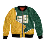 Australia Wallabies Rugby Mascot Bomber Jacket Indigenous Dot Art Style - Muscular Kangaroo Graphic