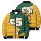 Australia Wallabies Rugby Mascot Bomber Puffer Jacket Indigenous Dot Art Style - Muscular Kangaroo Graphic
