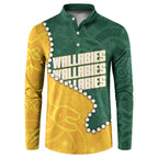 Australia Wallabies Rugby Mascot Button Sweatshirt Indigenous Dot Art Style - Muscular Kangaroo Graphic