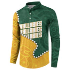 Australia Wallabies Rugby Mascot Button Sweatshirt Indigenous Dot Art Style - Muscular Kangaroo Graphic