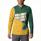 Australia Wallabies Rugby Mascot Button Sweatshirt Indigenous Dot Art Style - Muscular Kangaroo Graphic