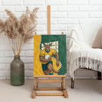 Australia Wallabies Rugby Mascot Canvas Wall Art Indigenous Dot Art Style - Muscular Kangaroo Graphic