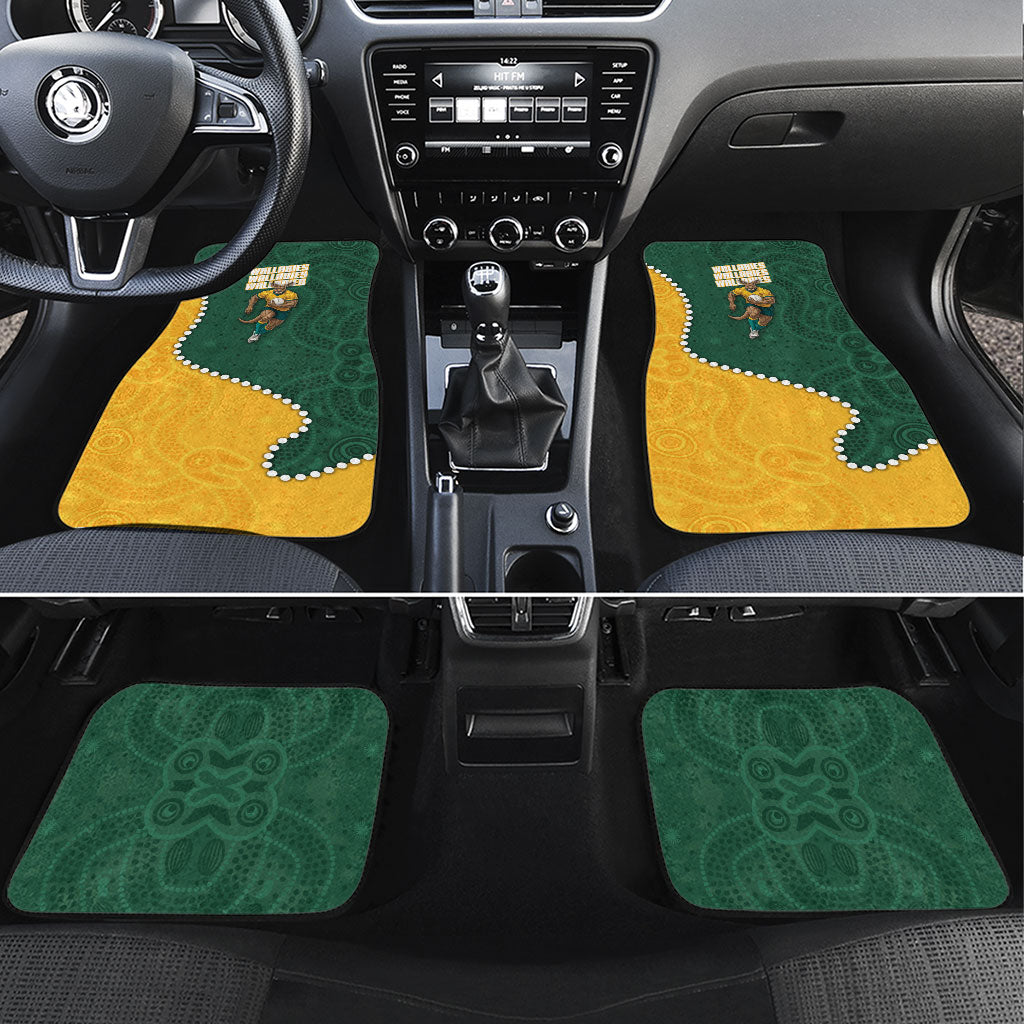 Australia Wallabies Rugby Mascot Car Mats Indigenous Dot Art Style - Muscular Kangaroo Graphic