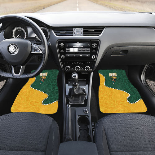 Australia Wallabies Rugby Mascot Car Mats Indigenous Dot Art Style - Muscular Kangaroo Graphic