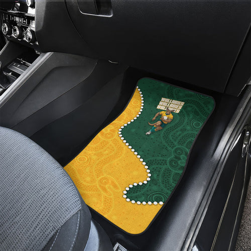 Australia Wallabies Rugby Mascot Car Mats Indigenous Dot Art Style - Muscular Kangaroo Graphic