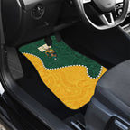 Australia Wallabies Rugby Mascot Car Mats Indigenous Dot Art Style - Muscular Kangaroo Graphic