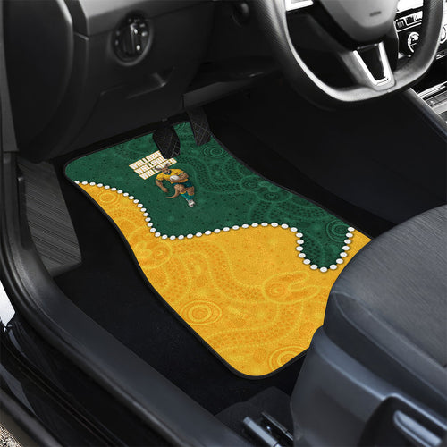 Australia Wallabies Rugby Mascot Car Mats Indigenous Dot Art Style - Muscular Kangaroo Graphic
