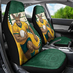 Australia Wallabies Rugby Mascot Car Seat Cover Indigenous Dot Art Style - Muscular Kangaroo Graphic