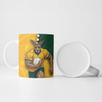 Australia Wallabies Rugby Mascot Ceramic Mug Indigenous Dot Art Style - Muscular Kangaroo Graphic