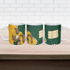 Australia Wallabies Rugby Mascot Ceramic Mug Indigenous Dot Art Style - Muscular Kangaroo Graphic