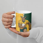 Australia Wallabies Rugby Mascot Ceramic Mug Indigenous Dot Art Style - Muscular Kangaroo Graphic