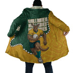 Australia Wallabies Rugby Mascot Cloak Indigenous Dot Art Style - Muscular Kangaroo Graphic