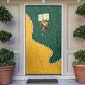 Australia Wallabies Rugby Mascot Door Cover Indigenous Dot Art Style - Muscular Kangaroo Graphic