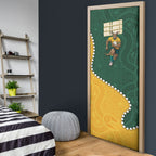 Australia Wallabies Rugby Mascot Door Cover Indigenous Dot Art Style - Muscular Kangaroo Graphic