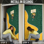 Australia Wallabies Rugby Mascot Door Cover Indigenous Dot Art Style - Muscular Kangaroo Graphic